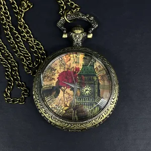 Quartz Brand Watch Stainless Steel Pocket Watch and Key Holder