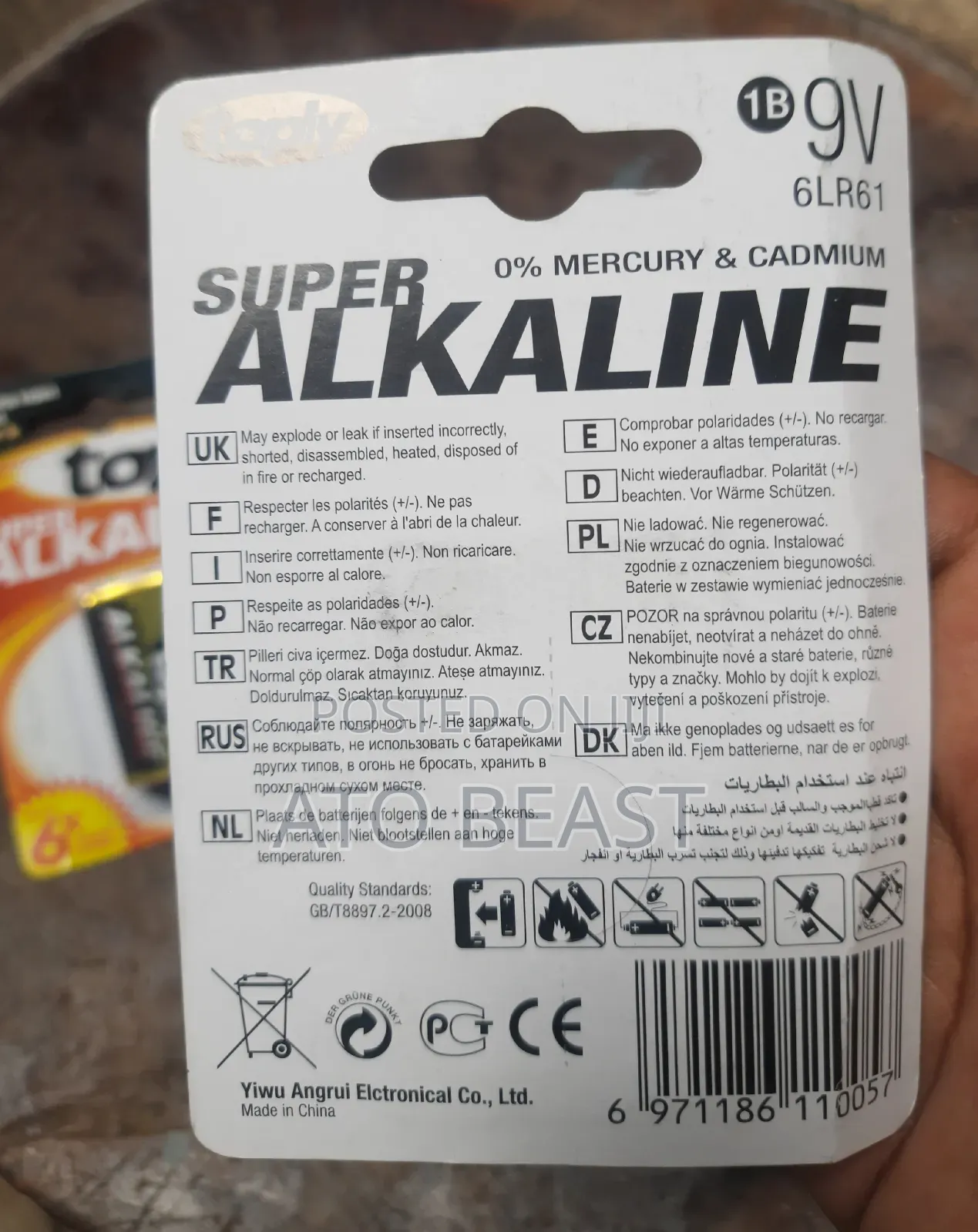 Toply Super Alkaline 9v 6lr61 Battery