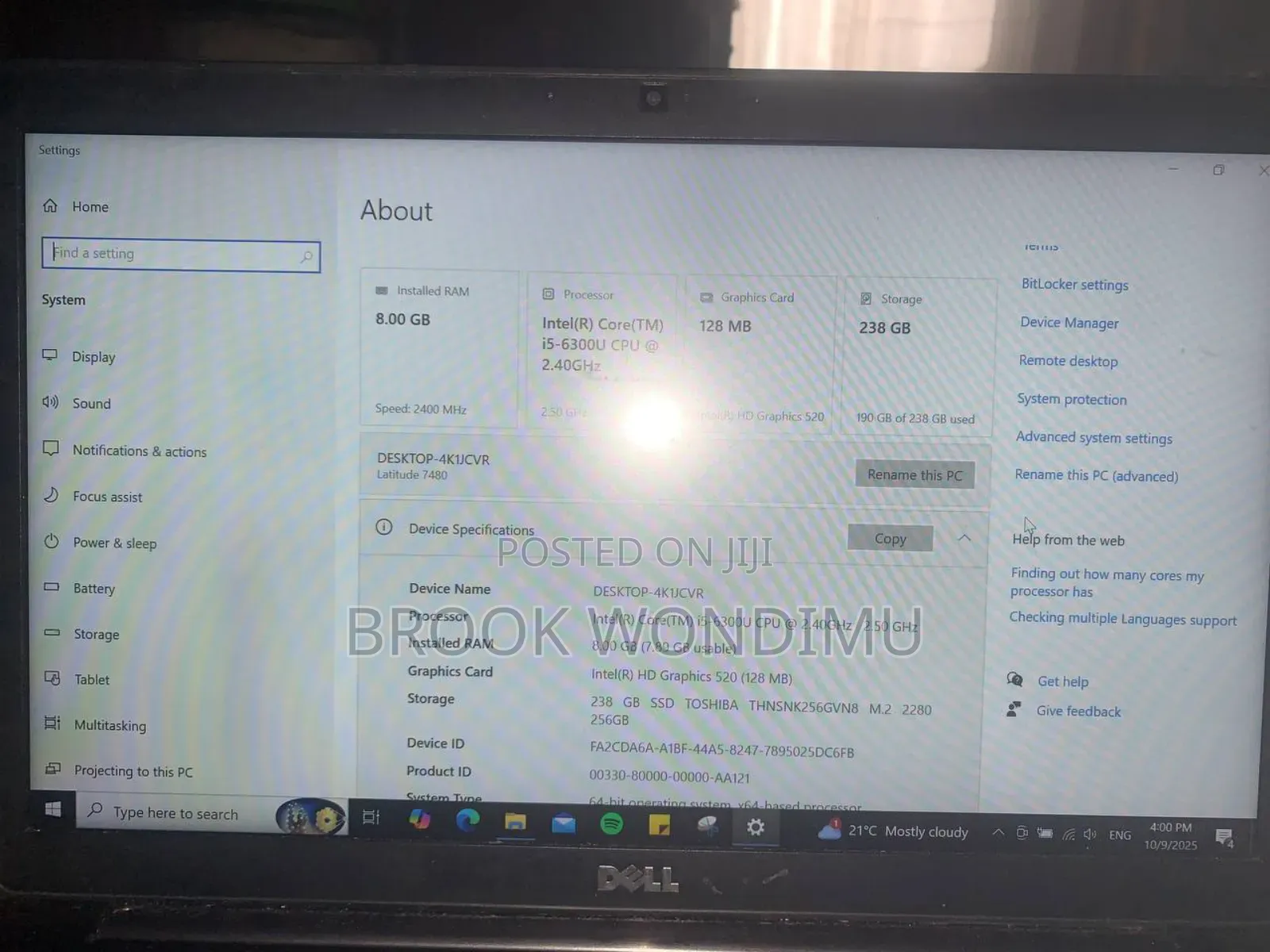 Laptop Dell Latitude 7480 8GB Intel Core Ultra 5 SSD 250GB