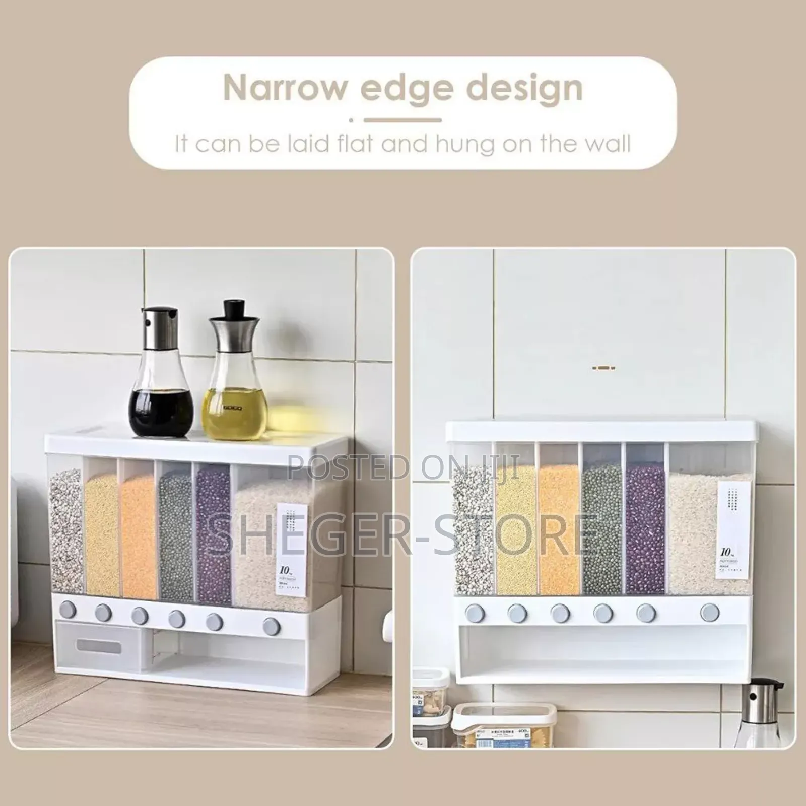 Multiple Dispenser for Cereals Grains and PulsesKitchen Storage Tank