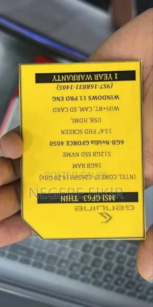 New Laptop MSI GF63 16GB Intel Core I7 SSD 1T