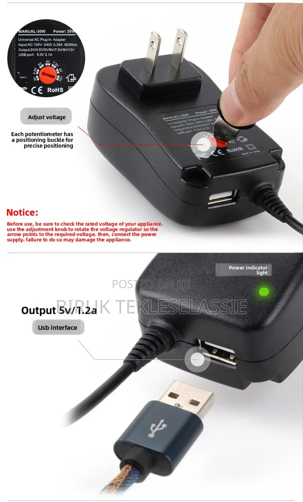Adjustable Multifunction Universal Adapter 30 W (3 Upto 12 V)
