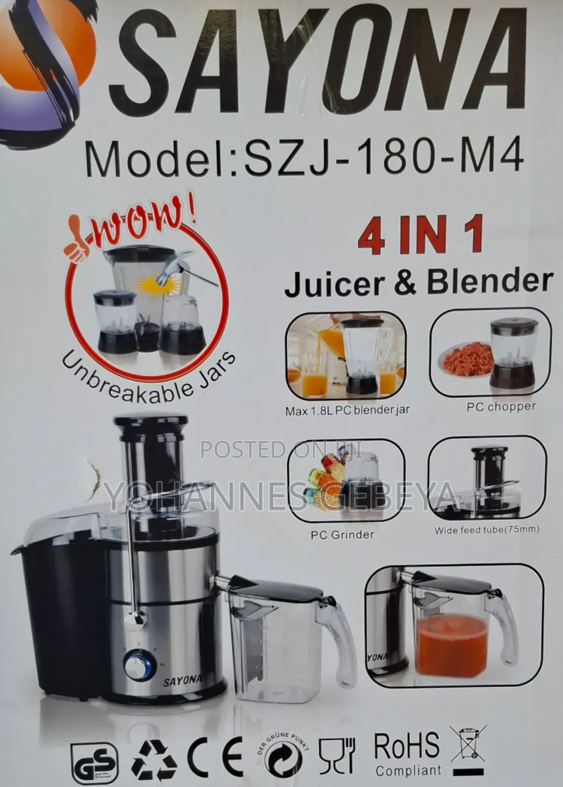 Sayona 4 in 1 Juicer