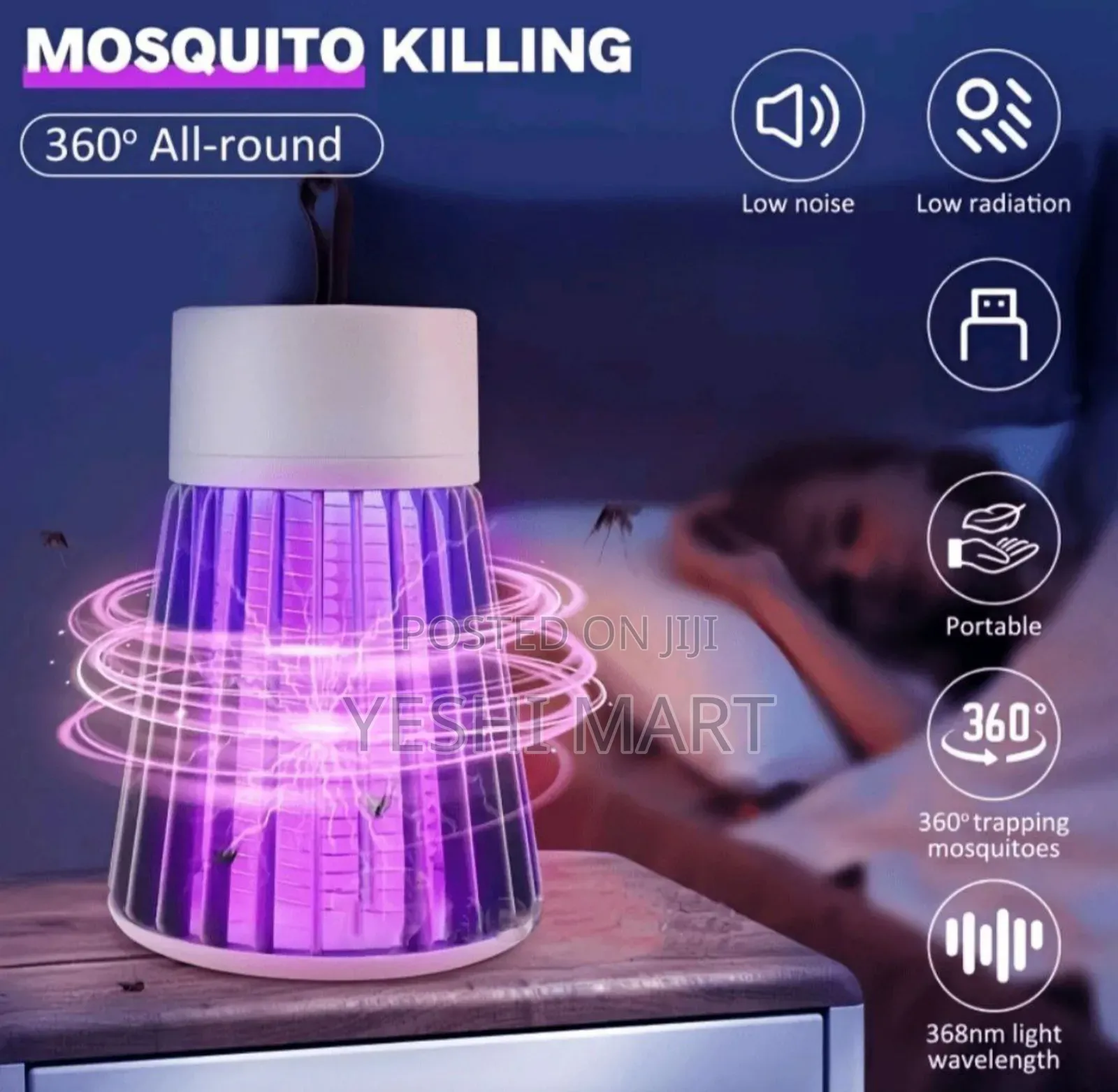 Rechargeable/Plug-in Hanging Mosquito Killer Lamp - 360° Protective