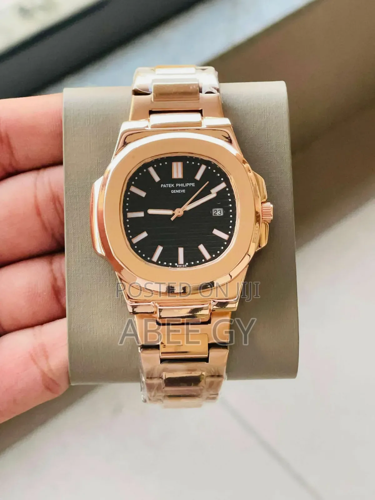 Patek Philippe Automatic Mechanical Timepiece With a Rose Gold-Colored