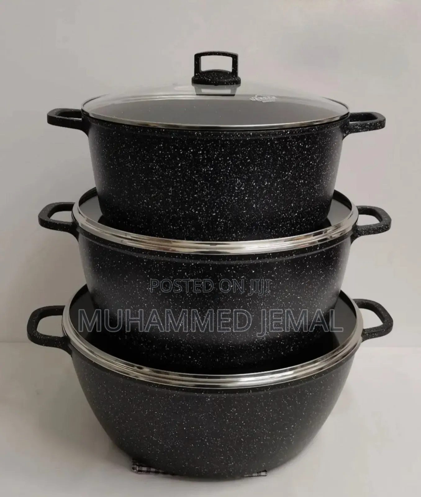 Momcoc Marble Coated Granite Casserole Cookware Set