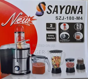High Class Sayona 4 in 1 Juicer (ፍራፍሬዎችን ጁስ ይጨምቃል ፋይበሩን ለብቻ ያስወግዳል)