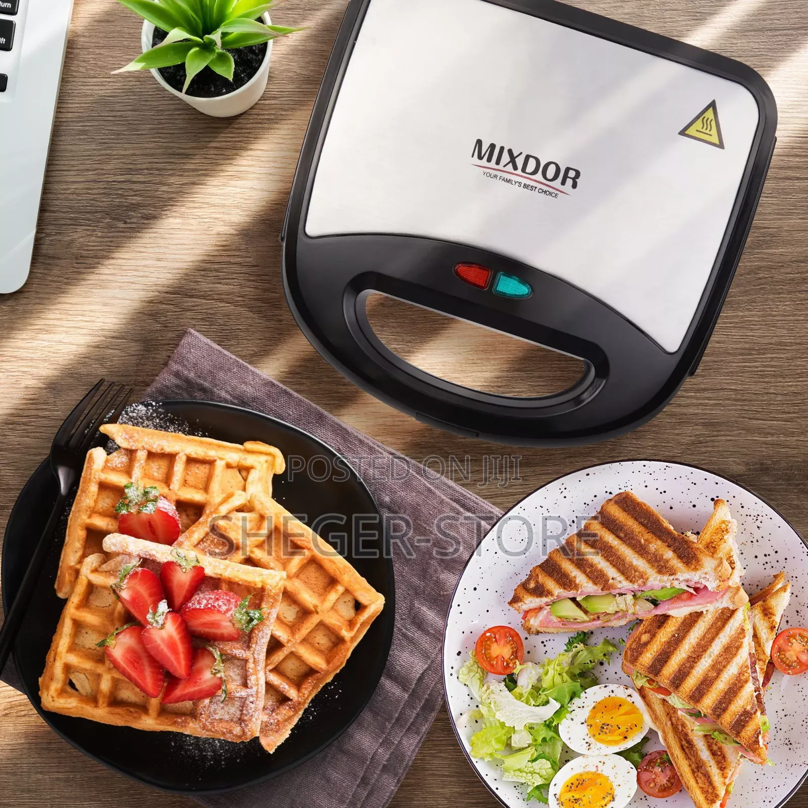 Mixdor Waffle Maker
(የማይዝ ምጣድ ያለው የዋፍል መጋገሪያ በአንድ ግዜ 2 Waffle የሚጋግሩበት)