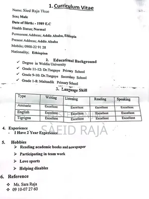 Am Called Seid Raja I Have BSC Degree in Civil Engineering