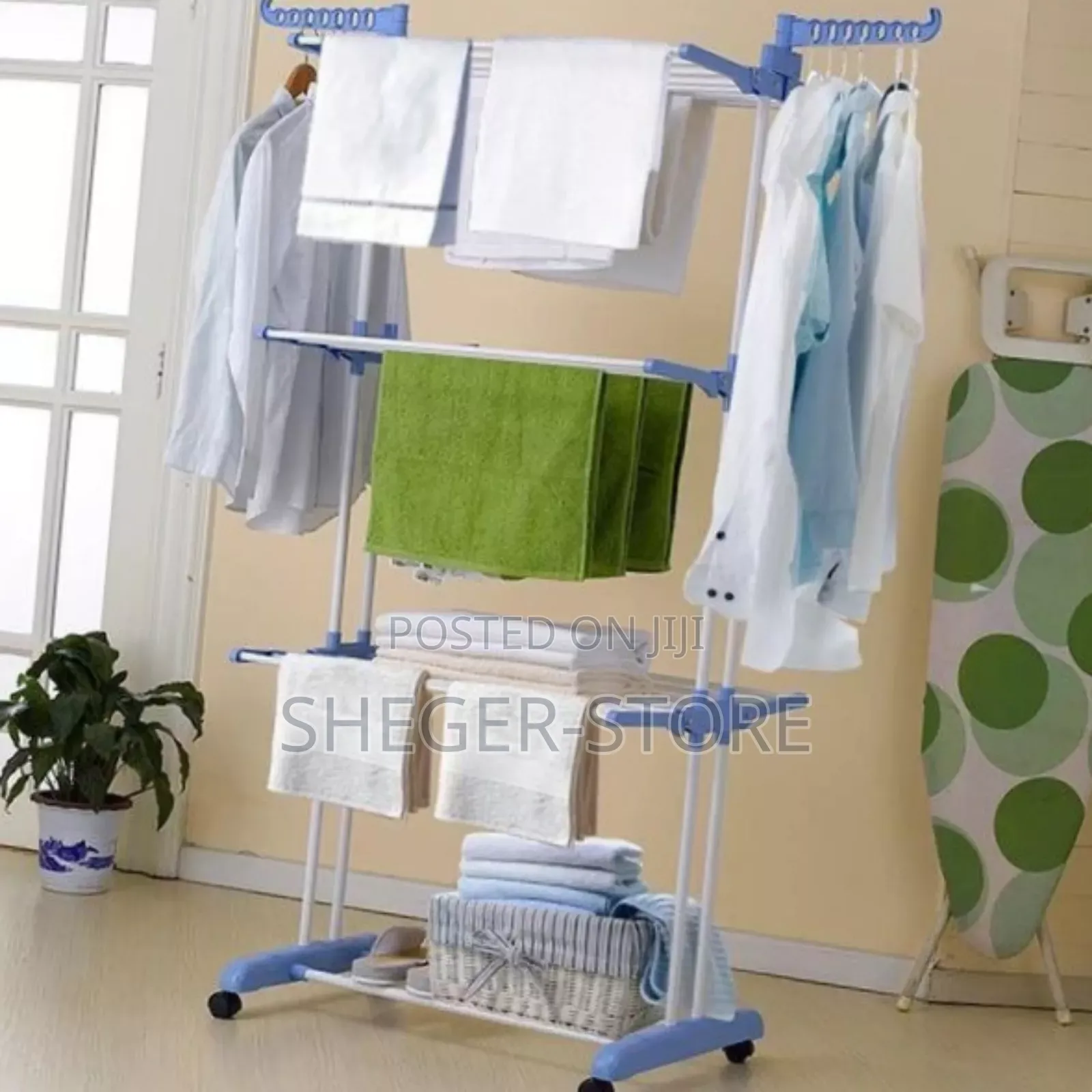 Three Layers of Clothes Hanger የልብስ ማስጫ (ማድረቂያ) እስከ 50kg መሸከም ሚችል