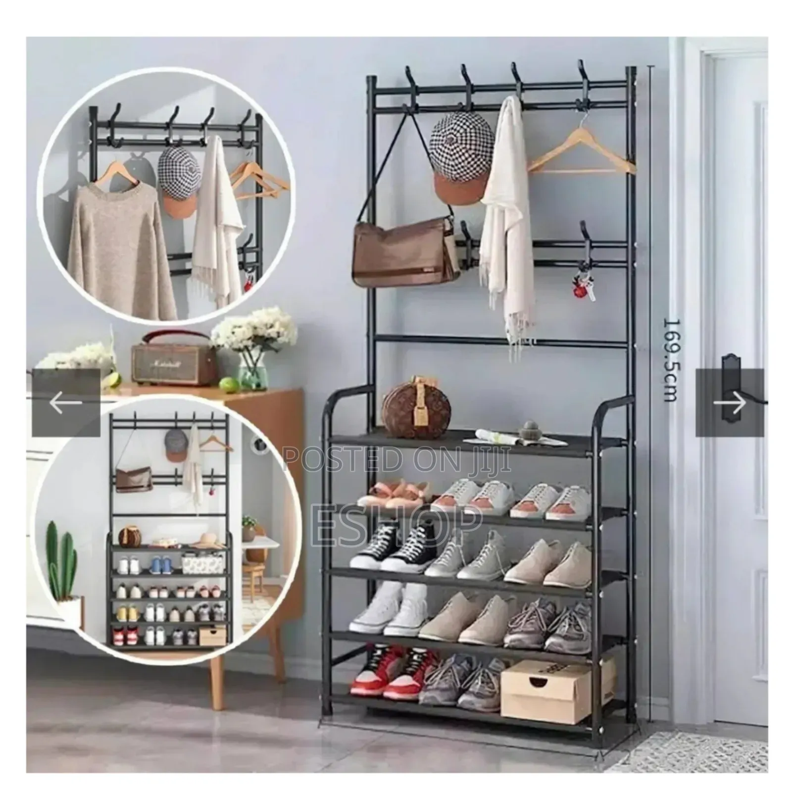 L-shaped Clothes Rack – 5 Layers For Large Capacity Storage