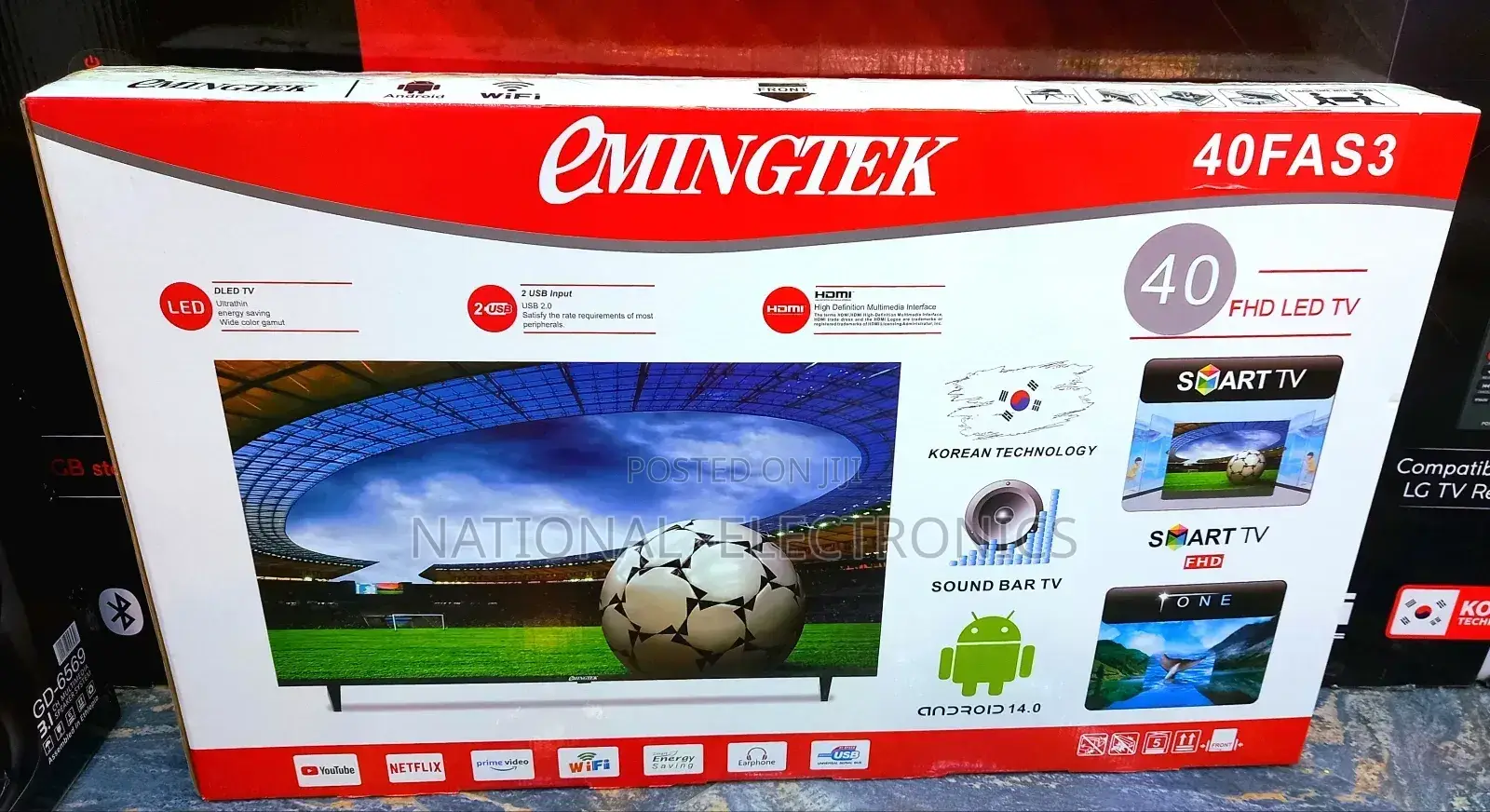 Emingtek Tv 40 Inch Tv Smart Android 14.0 Mew 2025 Frameless Tv