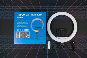 Photo - ​22 Inch RGB Dimmable Circle Light With Phone Mounts and Tripod.
