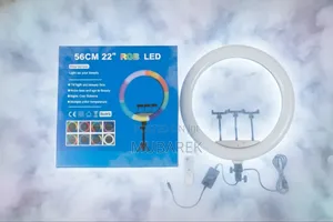 Photo - 22 Inch RGB Dimmable Circle Light Adjustable Light for Self-Tape.