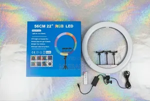 Photo - 22 Inch RGB Dimmable Circle Light Best Value Vlog Lighting Kit.