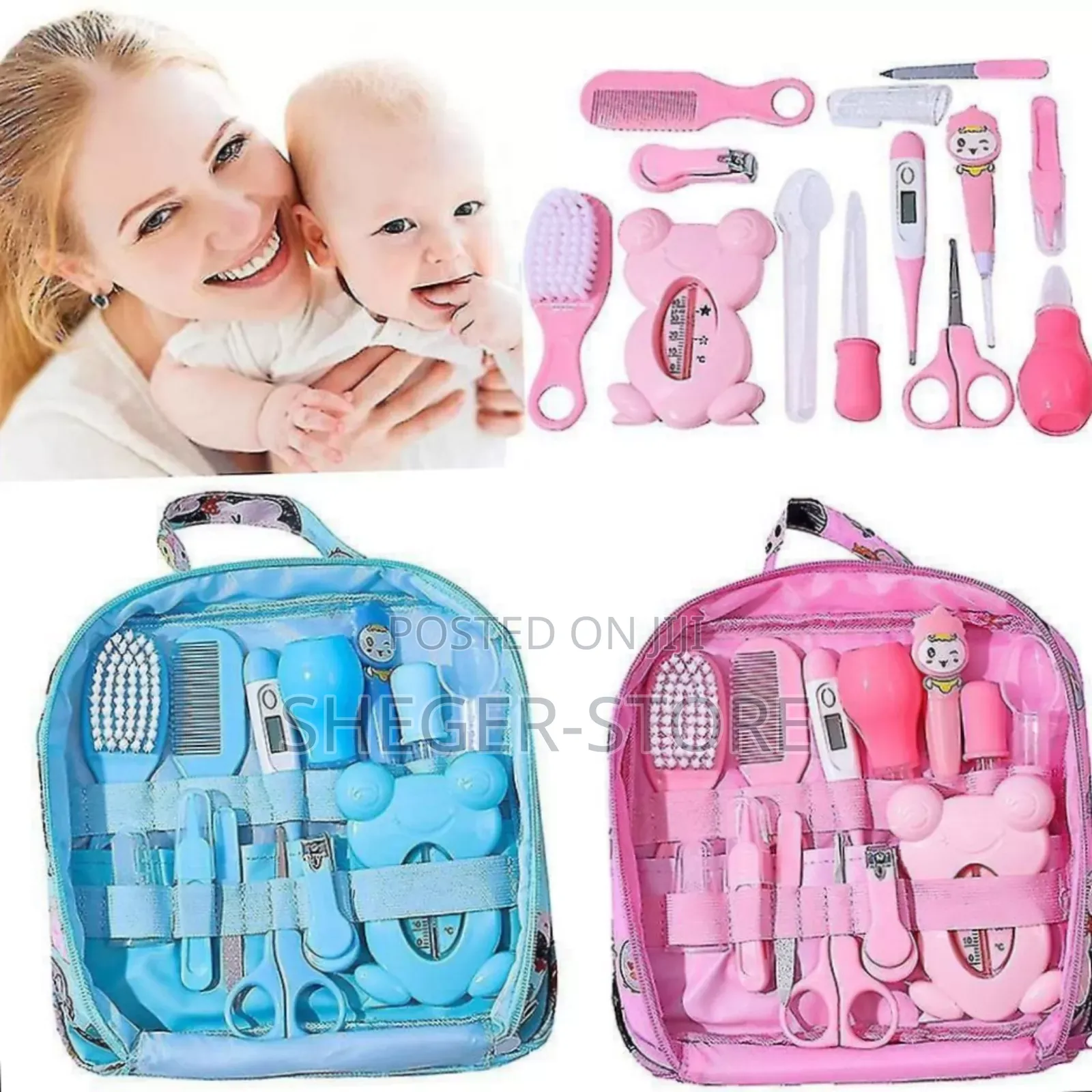 13 Pc Baby Care Kit 
(ሙሉ የጨቅላ ህፃናት ንፅህና መጠበቂያ ቁሳቁሶች, የራሱ መያዢያ ሻንጣ ያለው)