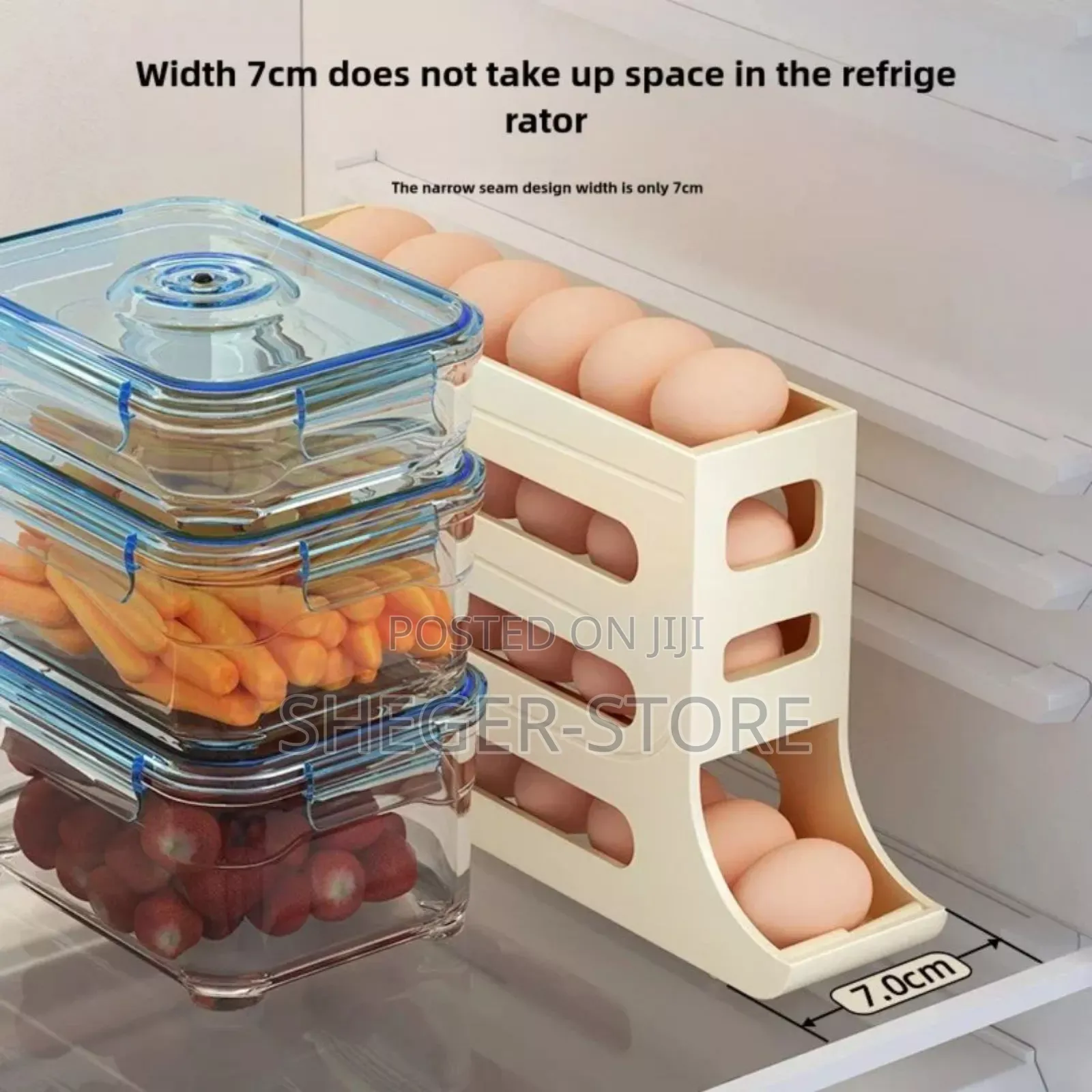 Egg Rolling Storage Box
( አንድ ዕንቁላል ሲያነሱ ቀጣዩን እያንከባለለ ያመጣልዎታል )