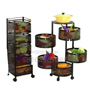 Moveable and Rotatable Kitchen Storage Rack
(ባለ 5 ደረጃ ሼልፎቹ 360° ይዞራሉ)