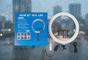 Photo - 22 Inch RGB Dimmable Circle Light With Ball Head Adapter Mount.