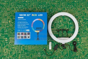 Photo - 22 Inch RGB Dimmable Circle Light for Live Makeup Tutorial Videos.