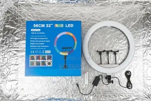 Photo - 22 Inch RGB Dimmable Circle Light With Three Cold Shoe Mounts