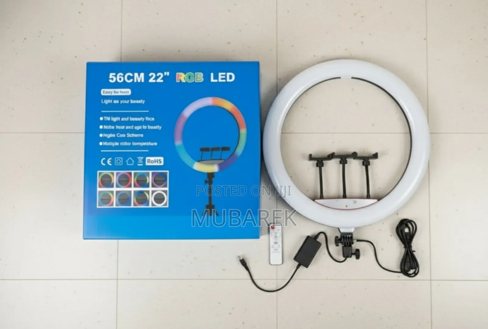 22 Inch RGB Dimmable Circle Light Adjustable Stand Large Ring.
