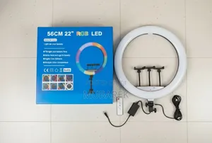 Photo - 22 Inch RGB Dimmable Circle Light Adjustable Stand Large Ring.