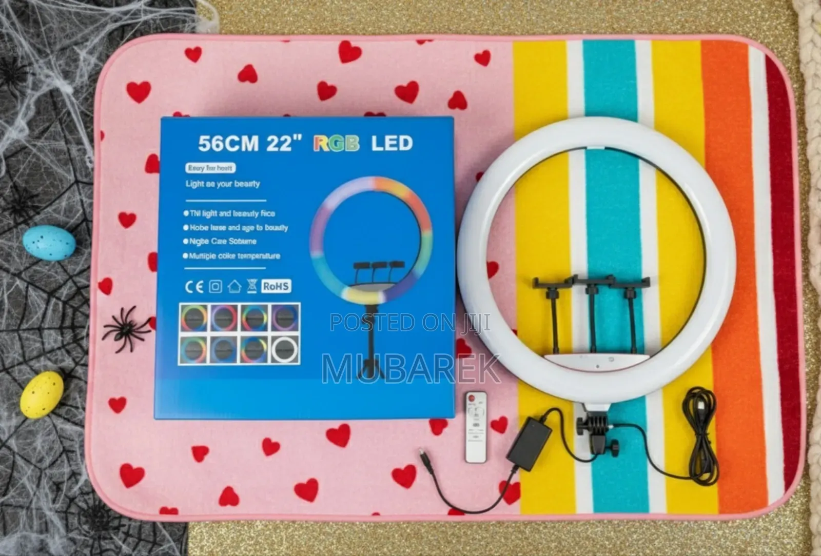 22 Inch RGB Dimmable Circle Light With Stable and Tall Stand