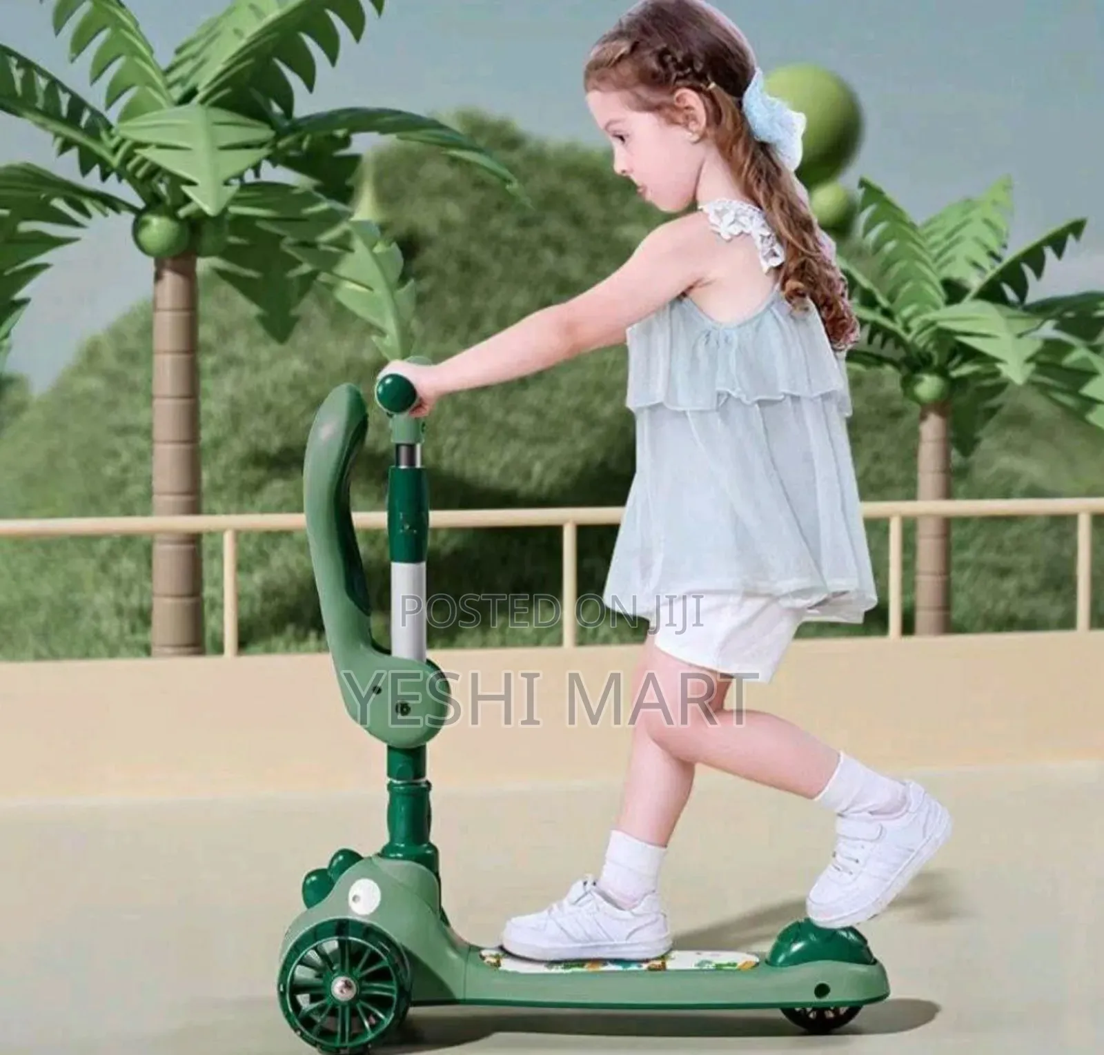 Flashing Wheels Scooter for Kids, Adjustable Height Foldable Scooter