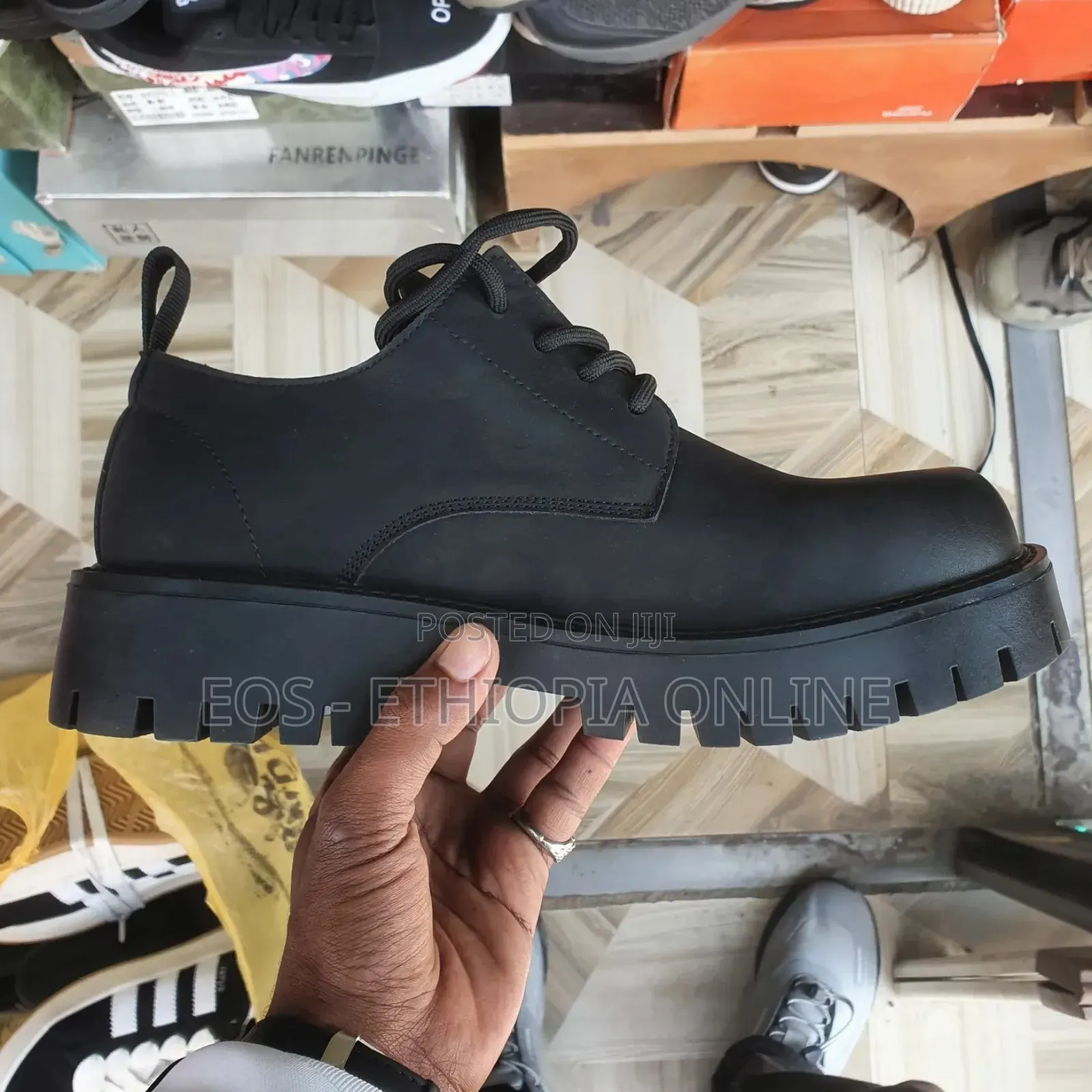 Classic Black Chunky Derby Shoe [On Hand]