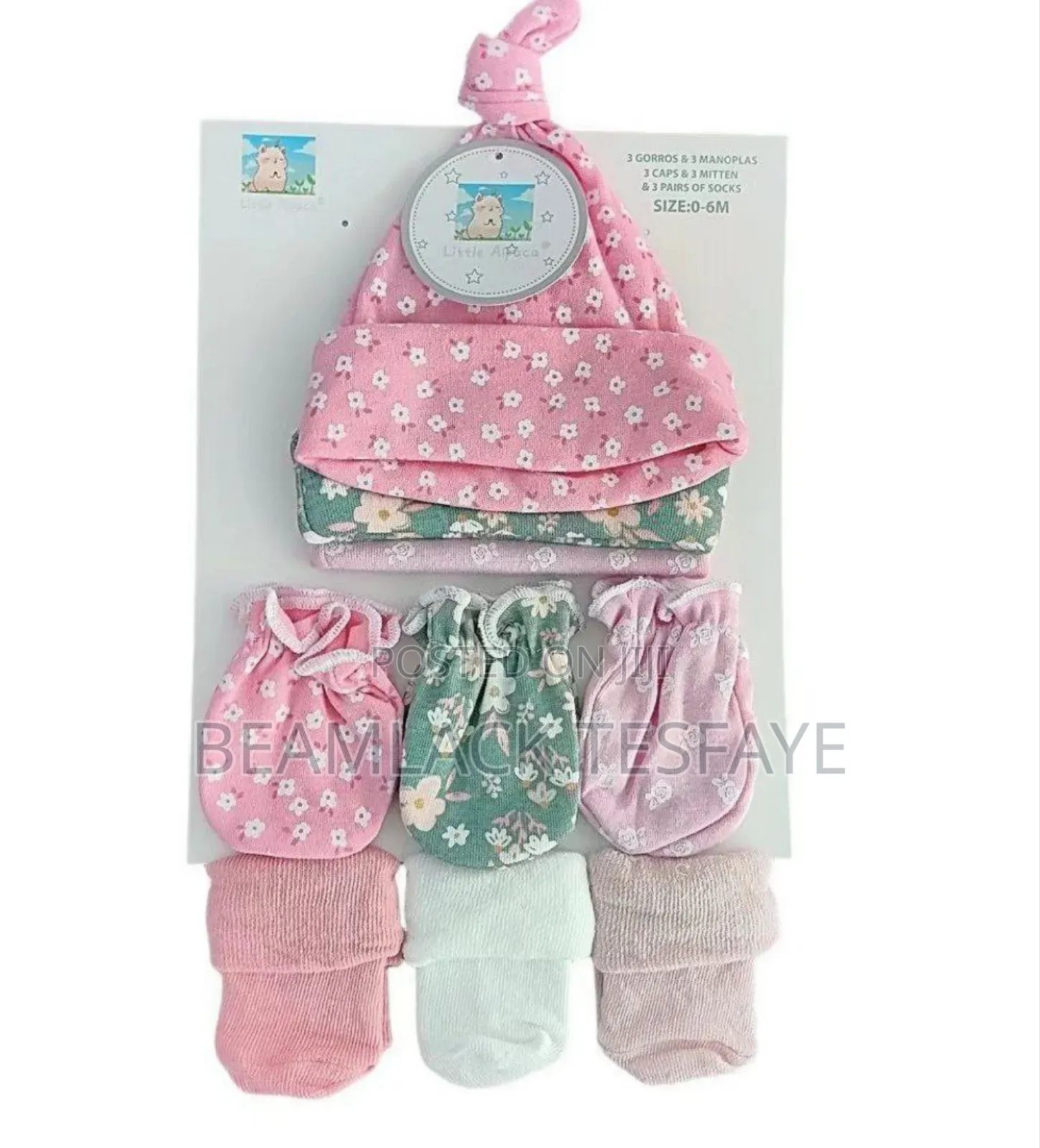 9pc ( 3 Caps 3 Mitten 3 Pairs of Socks )