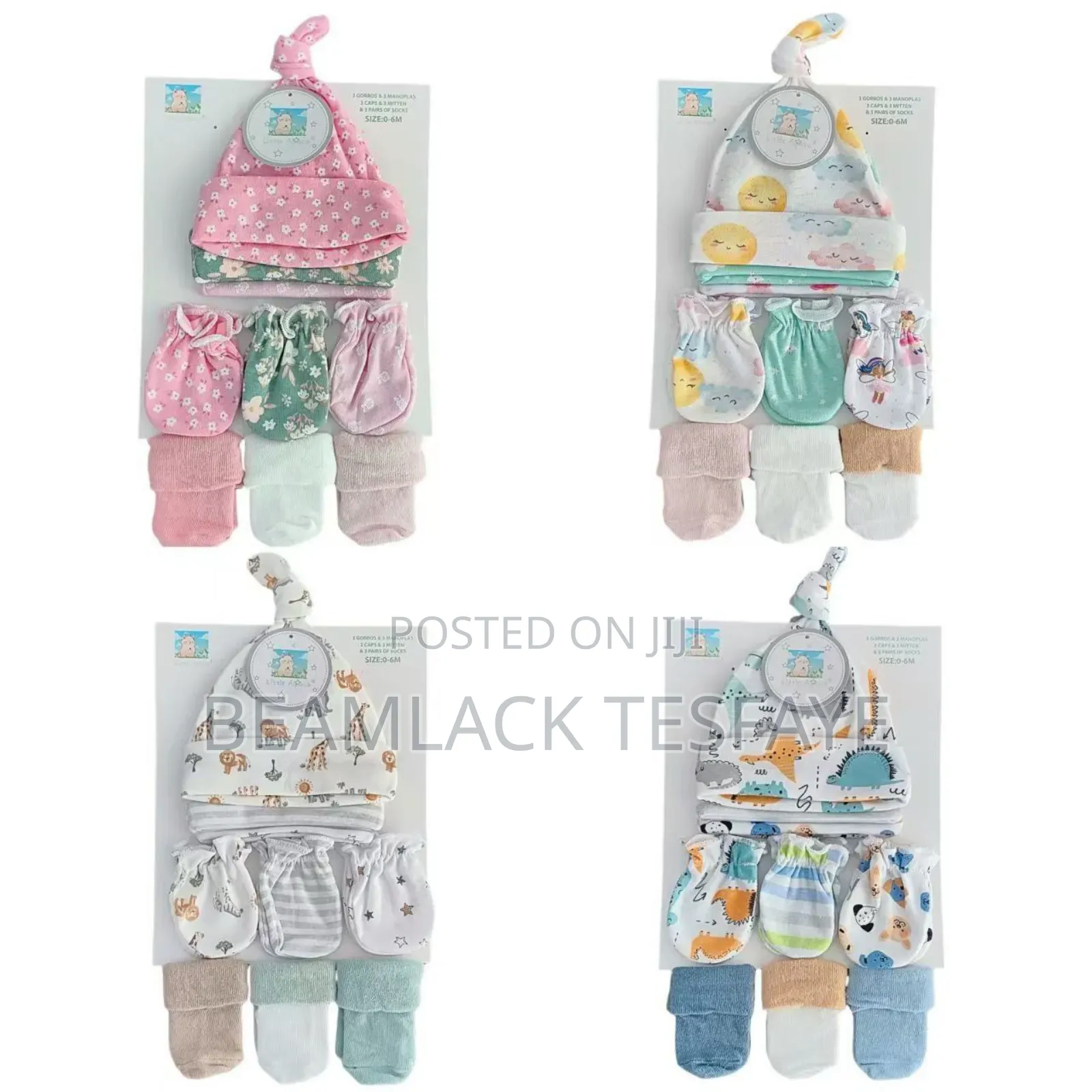 9pc ( 3 Caps 3 Mitten 3 Pairs of Socks )