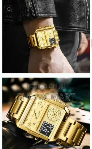 Skmie Men Qurtz and Digital Watch Square Business Clock