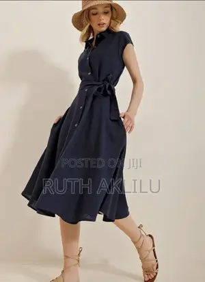 Photo - Women’S Navy Blue Denim Effect Dress