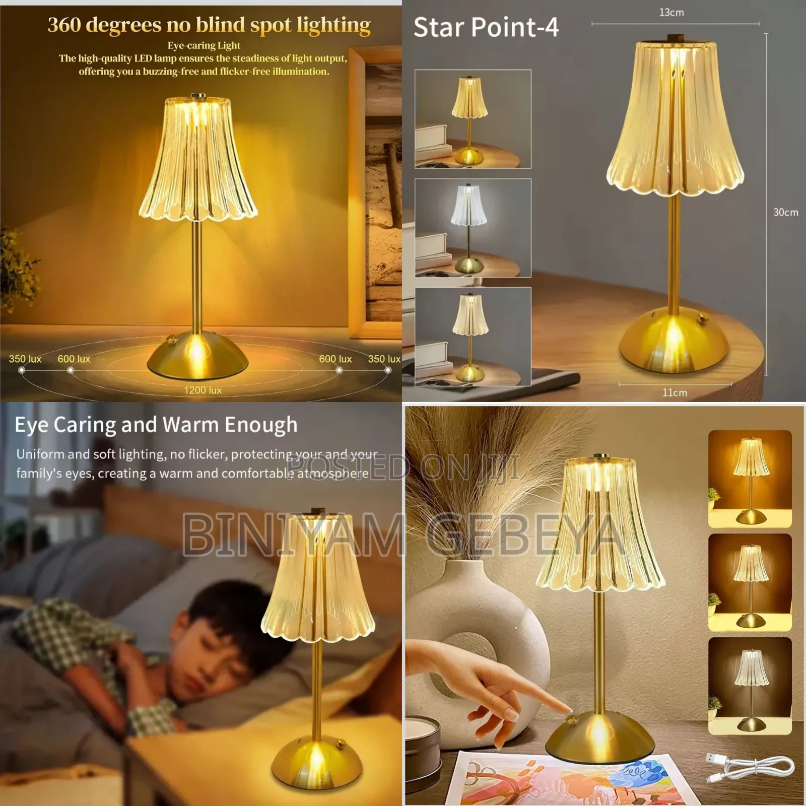 Original New Cordless, Rechargeable Led Crystal Table Lamp.