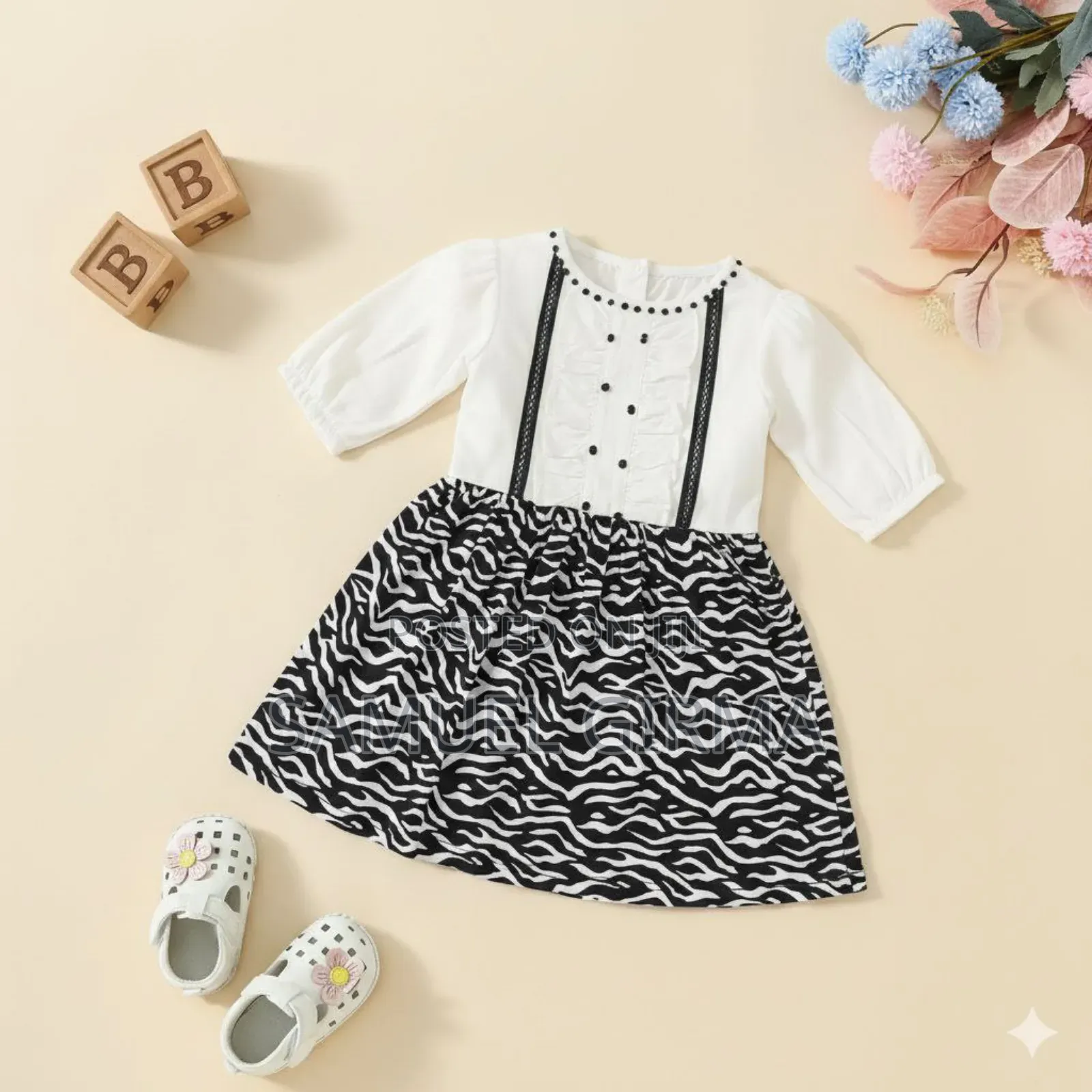 Mk- 0398 Toddler Girls Zebra Cute Dress Size: 2-5 Years