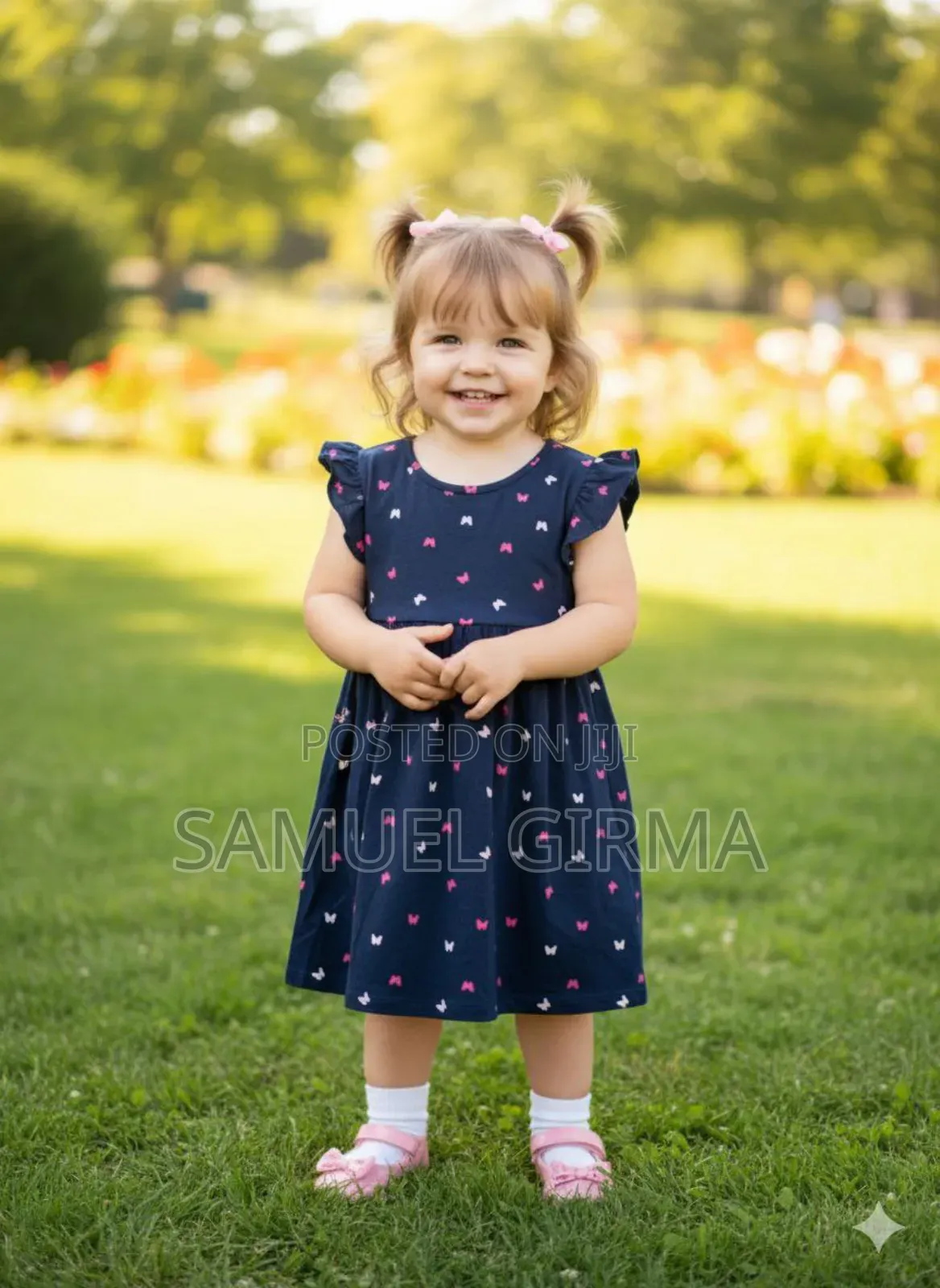 Mk- 0400 Toddler Girls Butterfly Printed Cute Dress Size: 4-6 Years
