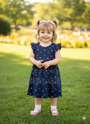 Mk- 0400 Toddler Girls Butterfly Printed Cute Dress Size: 4-6 Years