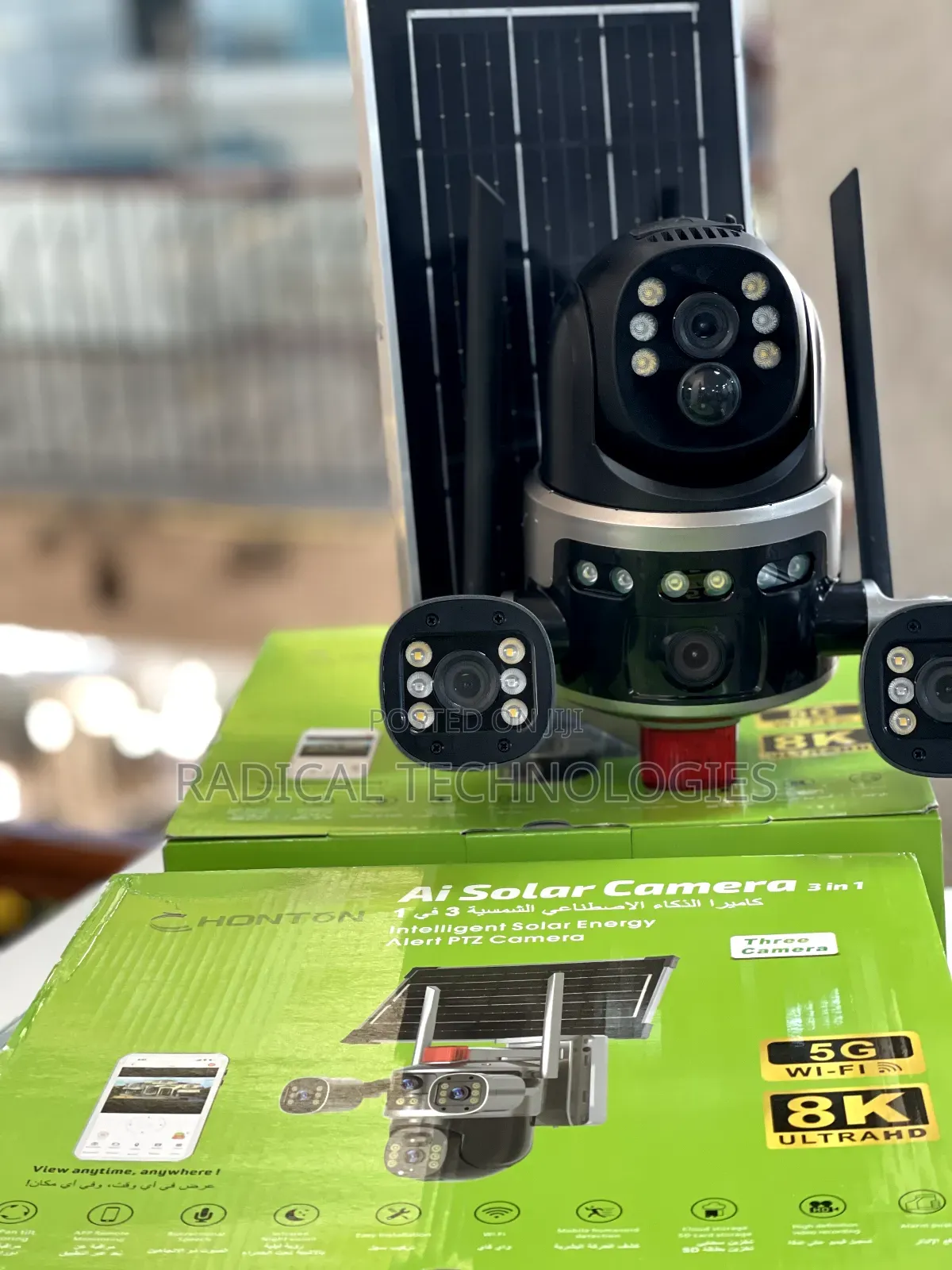 ባለ 3 ሌንስ ሶላር ፓናል ያለው መብራት ቢጠፋ ማይቋረጥ Security Camera Imou Hikvision Mi