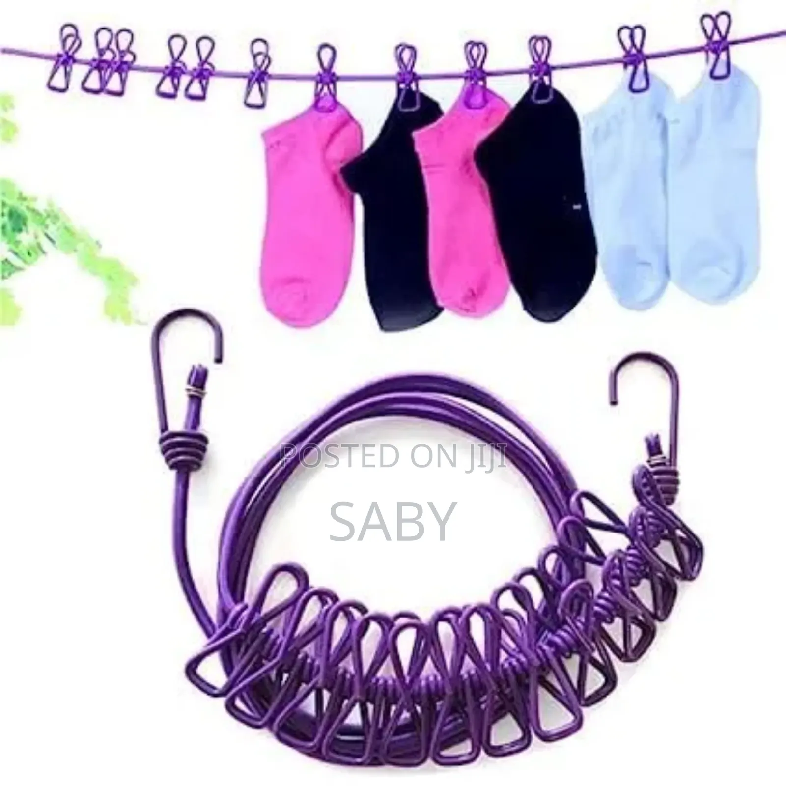 Multicolour Elastic Proffitos Clip Cloth Drying Rope