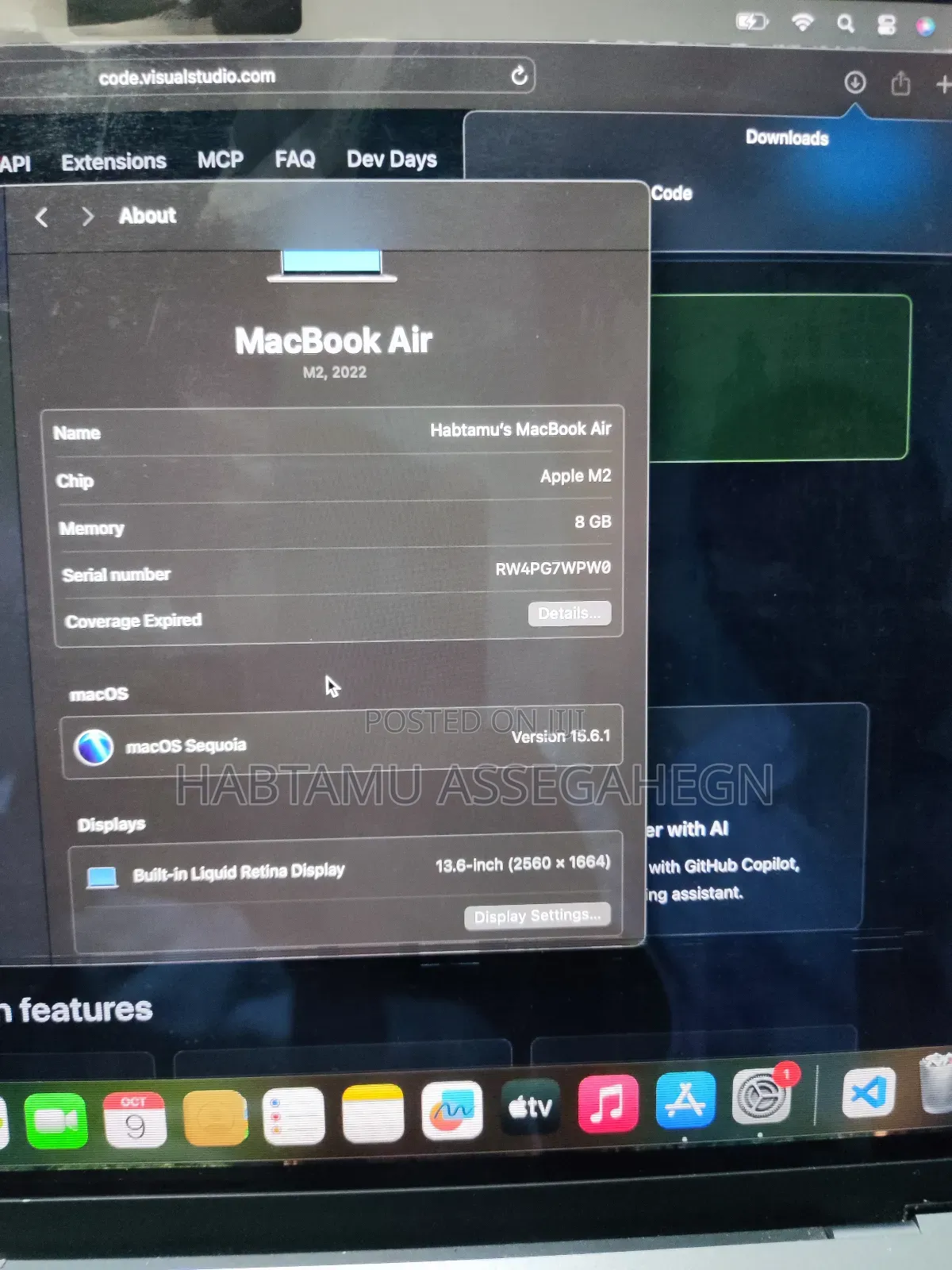 Laptop Apple MacBook Air 2022 M2 8GB Apple M2 Ultra SSD 256GB