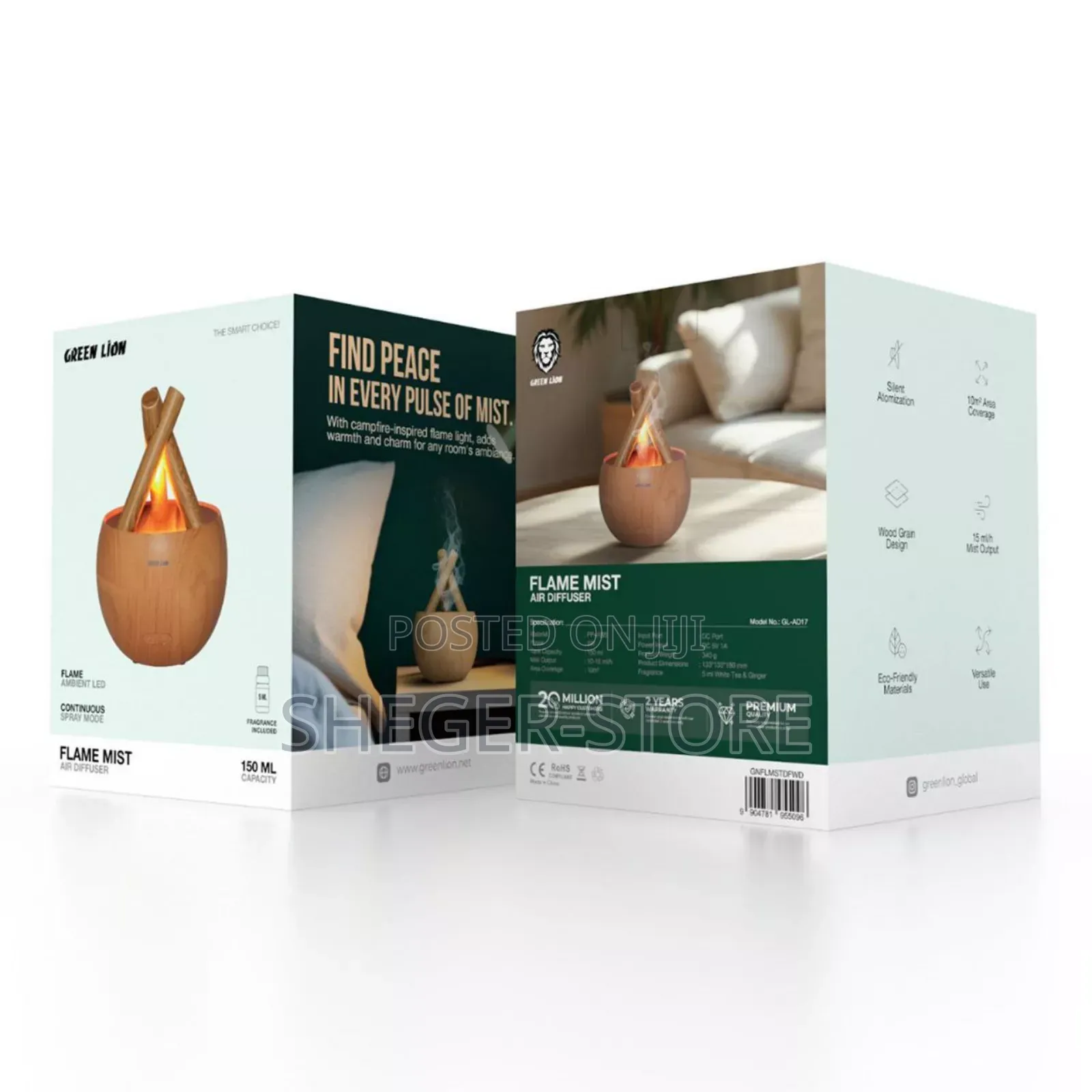 High Class Green Lion Flame Mist Air Diffuser ( ለቤት መልካም መዓዛን የሚሰጥ )