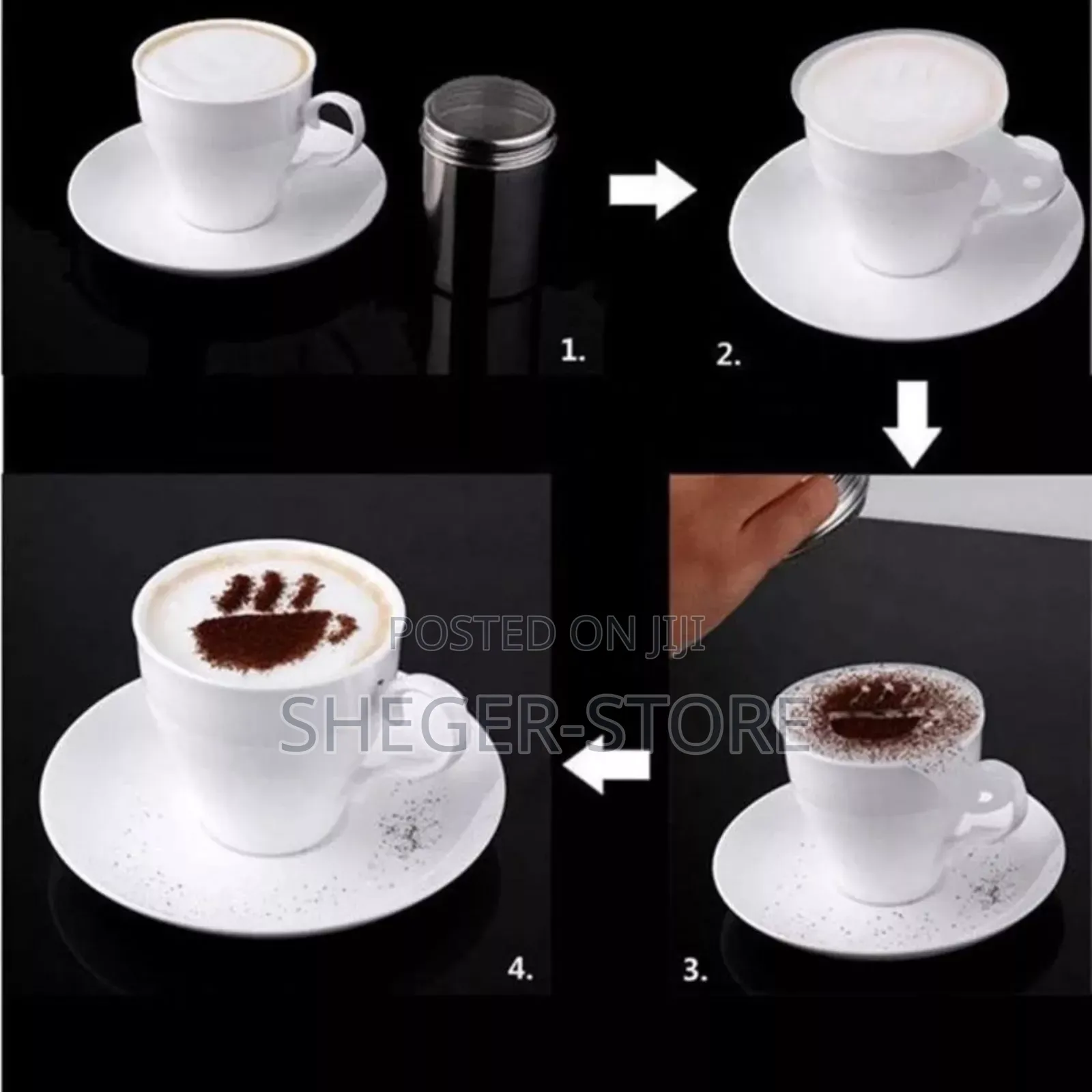 Coffee Cappuccino Decorative Stencilsአንዱ እሽግ 16 የተለያየ ቅርፅ ያላቸውን ስቴንስሎች