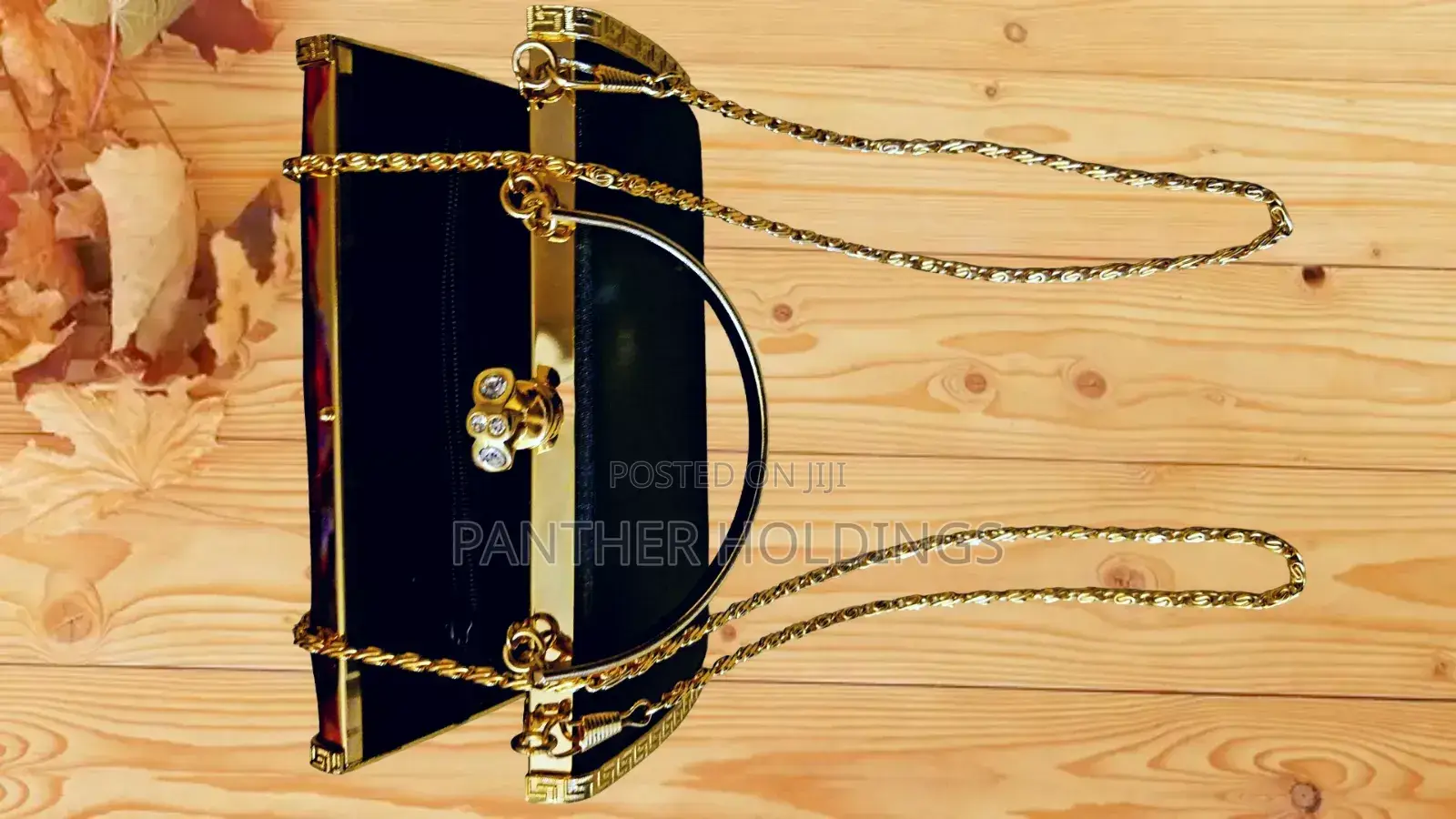 Elegant Gold Clutch Purse With Chain Strap Saar Signature