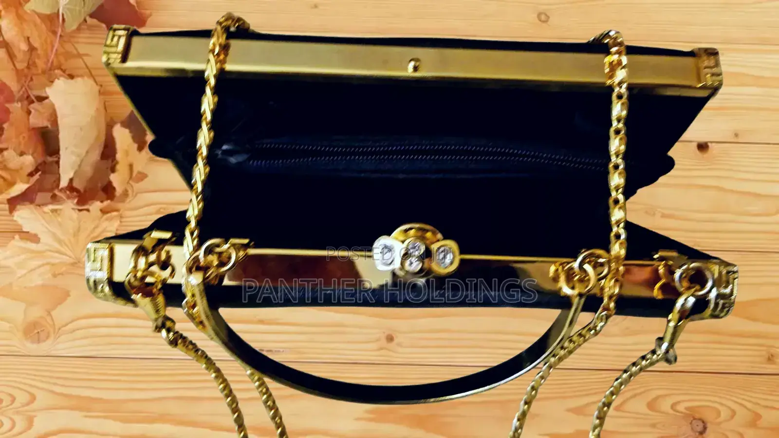 Elegant Gold Clutch Purse With Chain Strap Saar Signature
