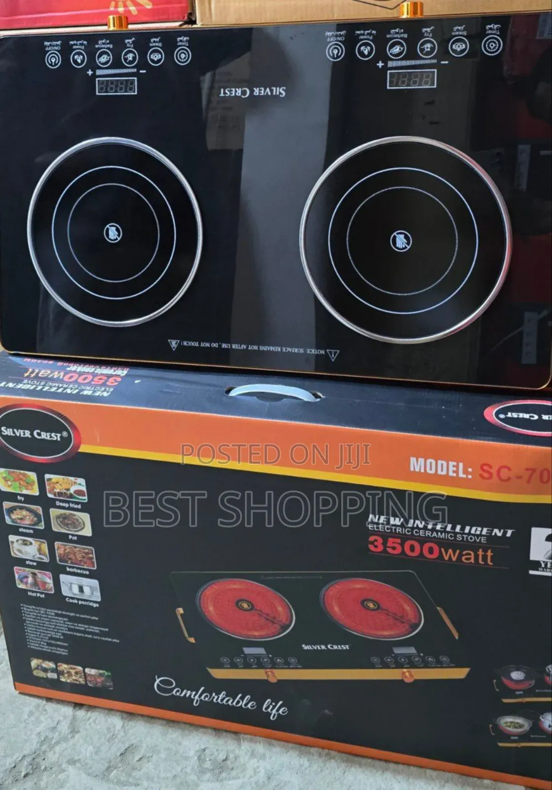 Silver Crest Double Hot Plate Digital Touch Black Stove