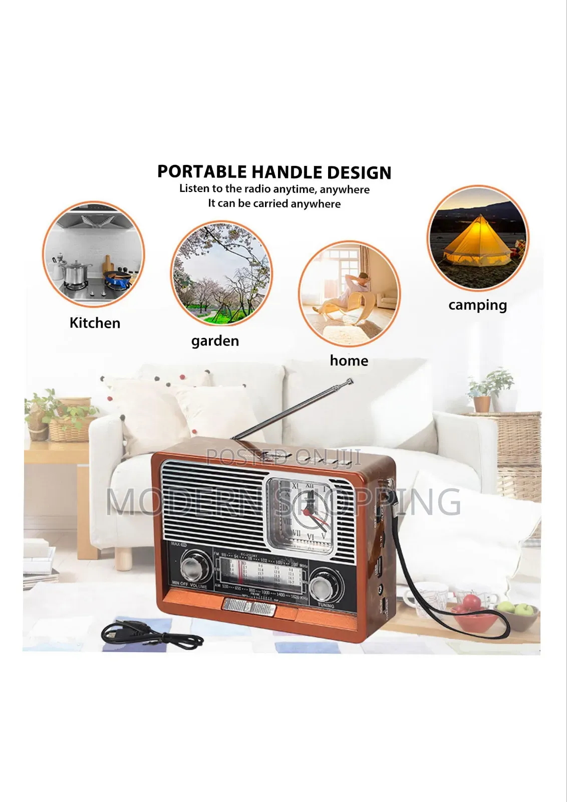 Portable Radio With Bluetooth Speaker Led Flashlight