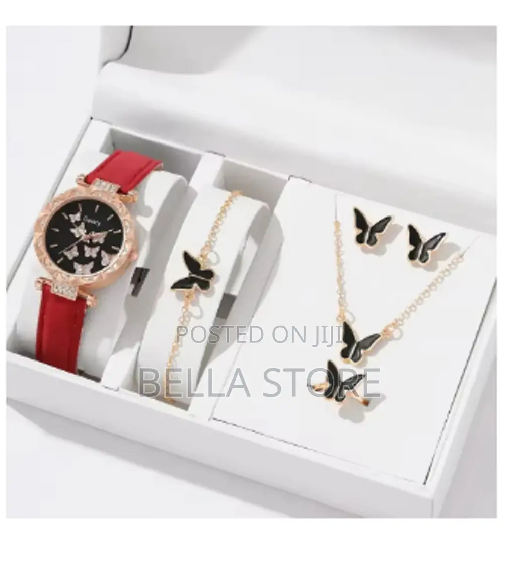 Gaite 6/1pcs Set Women Watch Ring Necklace Earrings Bracelet