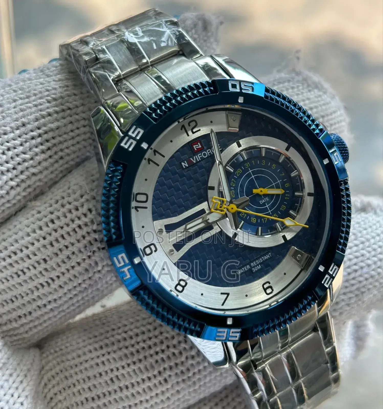 Naviforce Silver Stainless Steel Chronograph Watch