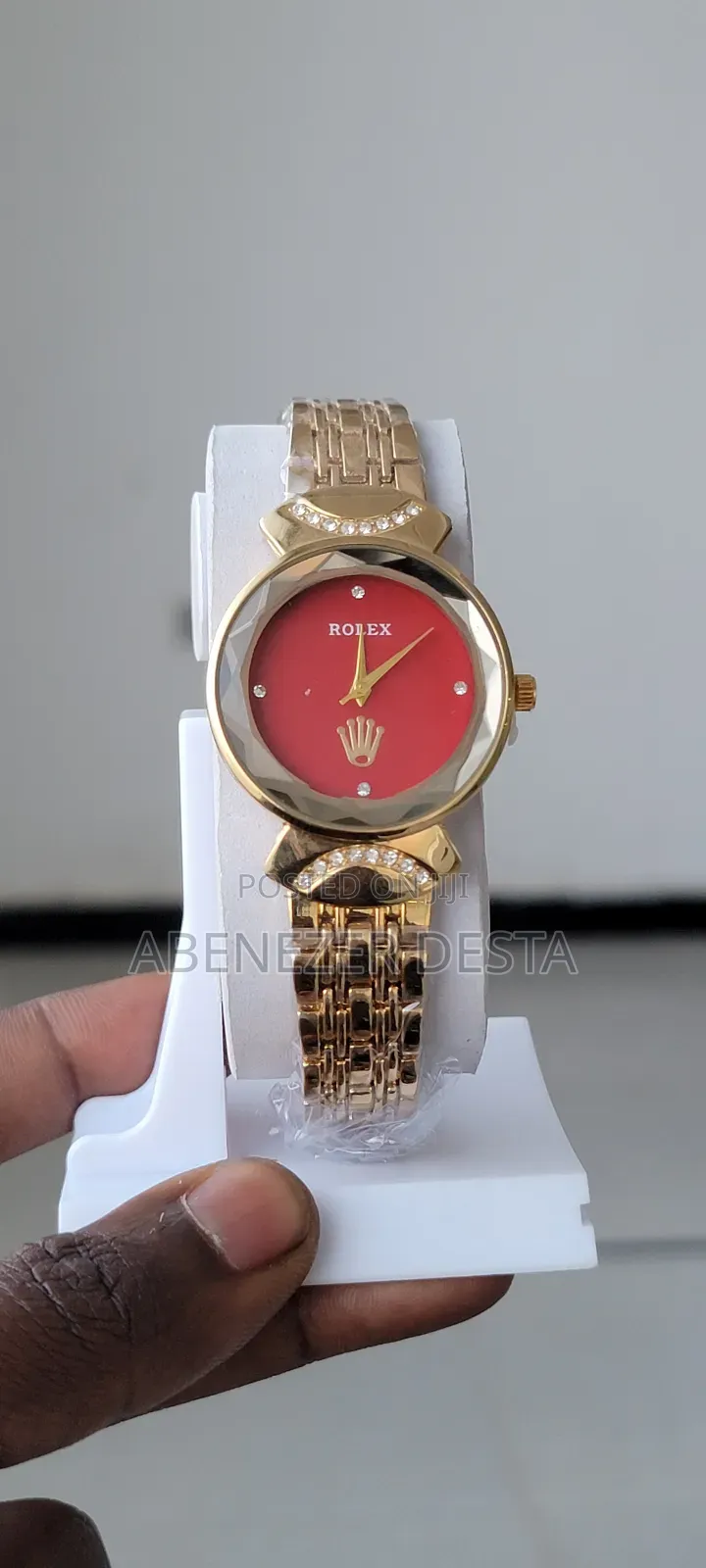 Ladies Watch Gold-Tone Rolex Watch With a Red Dial